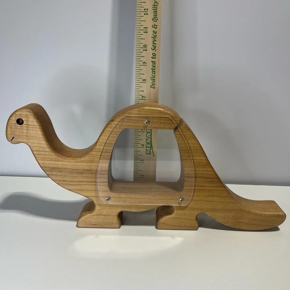 Handmade Wooden Dinosaur Coin Bank